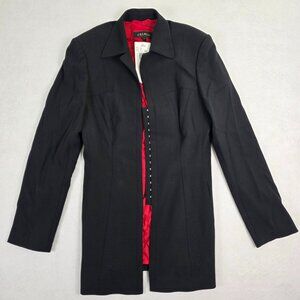 Escada Black Long Wool Blazer Jacket Red Lining Hook Front EU 34 US 4 NWT $1550